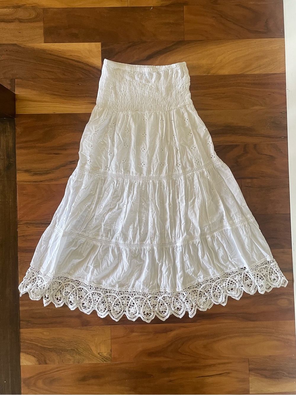 White Eyelet Cotton Maxi Skirt/Dress